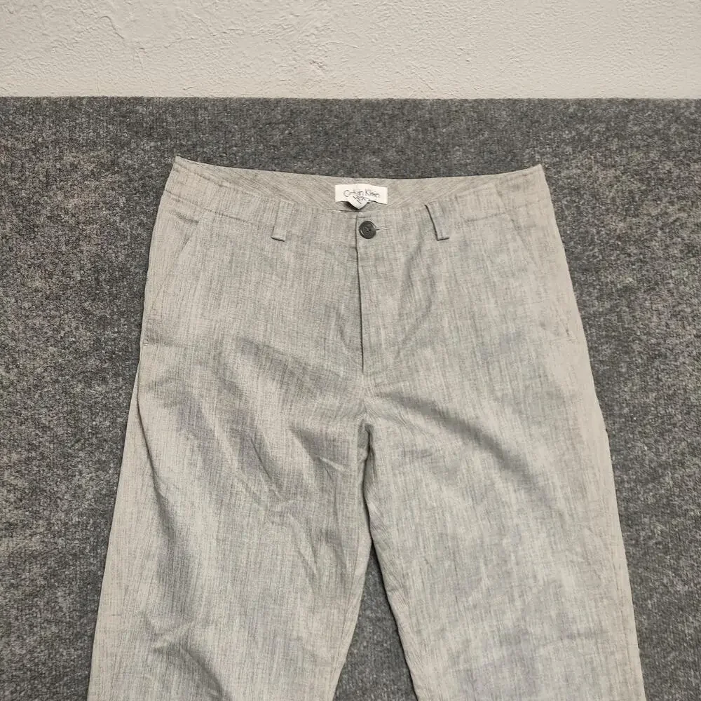 Calvin Klein Dress Pants Mens 32x30 Gray Wool Blend Stretch Flat Front